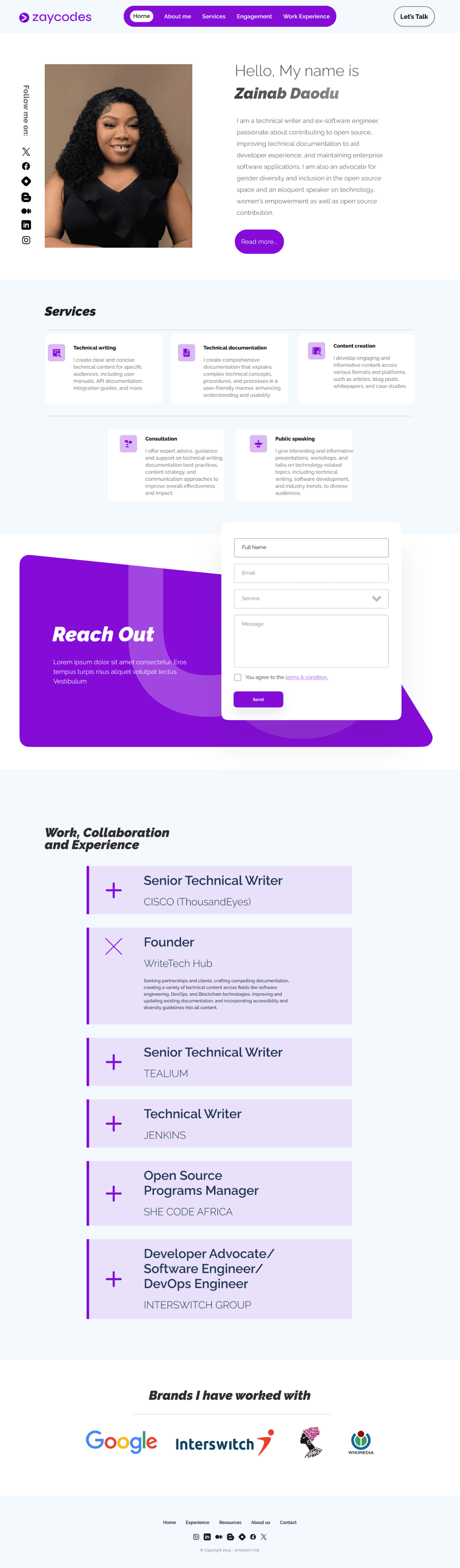 Zaycodes Personal Brand Website screenshot 1